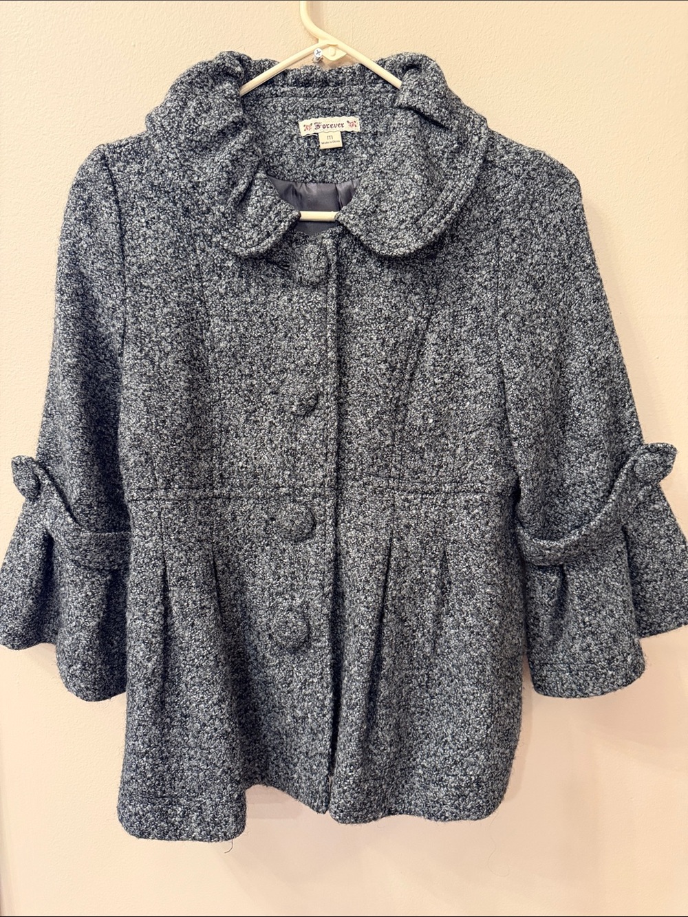 Forever 21 Charcoal Gray Pea Coat with Peter Pan Collar